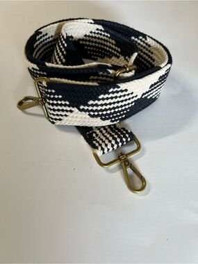 J crew Black & Cream Woven Adjustable Bag Strap